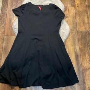 Ruby Ribbon Dress XXL Black A-Line Short Sleeve Ponte Knit Built In‎ Shapewear